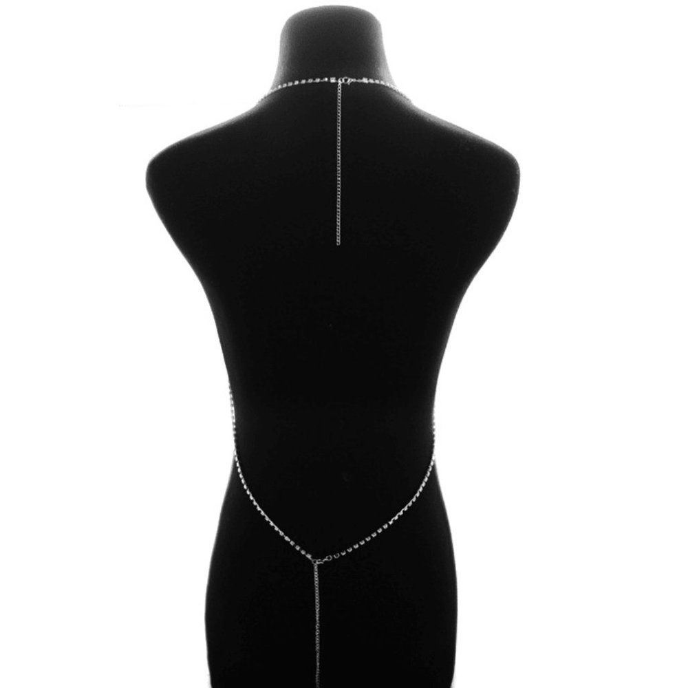 Elegant Silver Rhinestone Body Chain - Picture 10 of 10